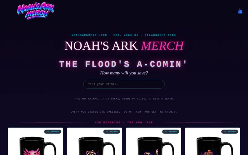 Noah's Ark Merch website